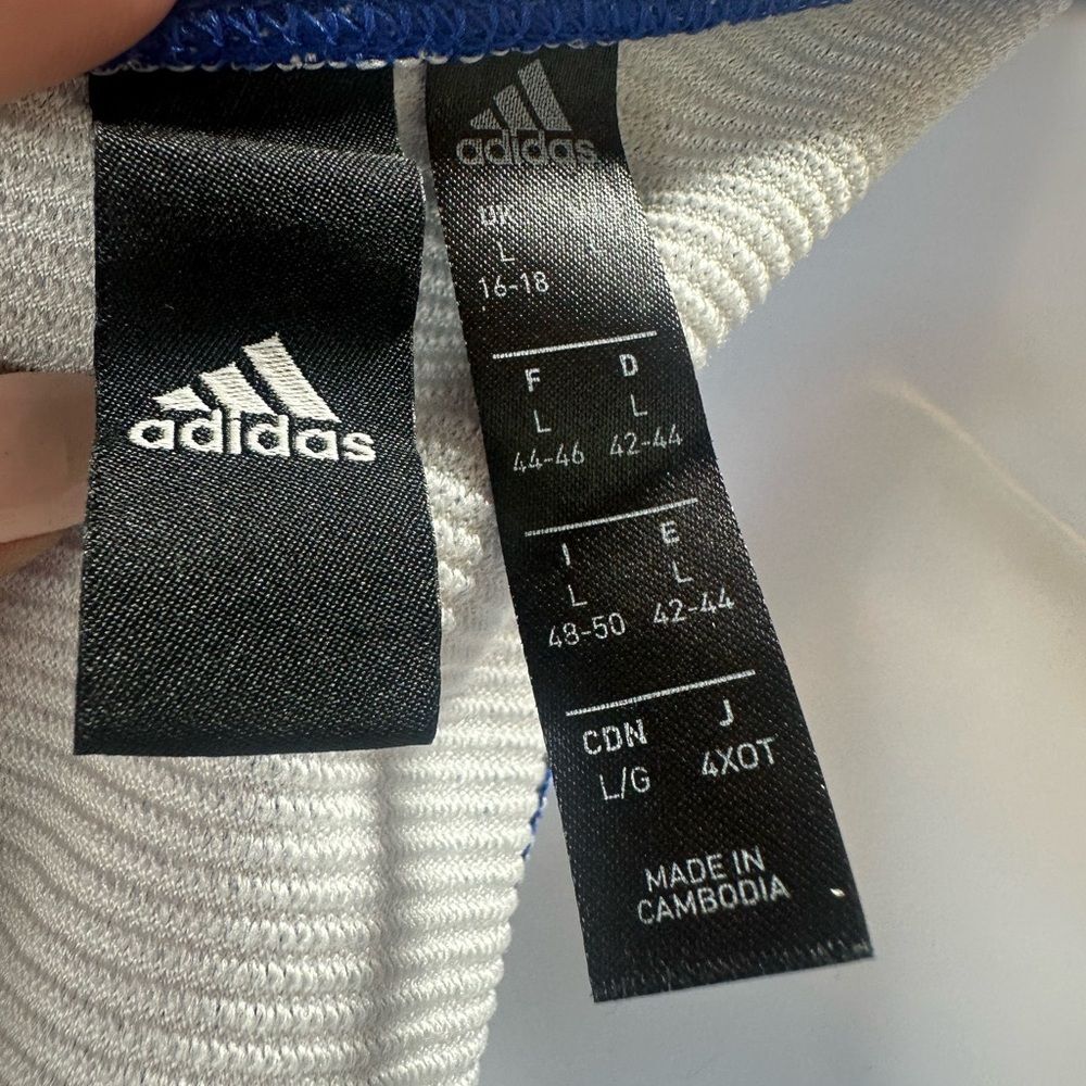 Adidas Blue and White Striped Zippable Ribbed Crop Top Size L - Picture 8 of 9